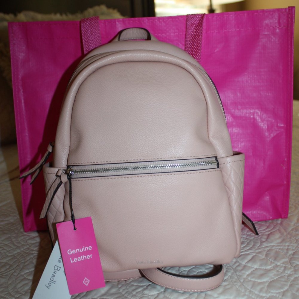 NWT Vera Bradley Pink Quilted Genuine Leather Mini Backpack